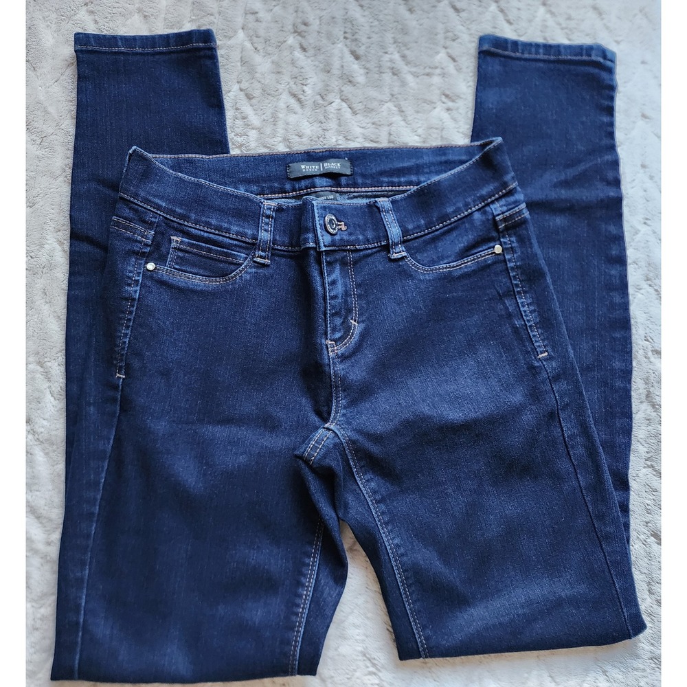 White House Black Market Skinny Leg Jeans Dark Wash Indigo XS 28 Inseam